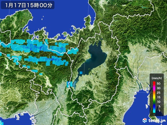 滋賀県の雨雲レーダー(2017年01月17日)