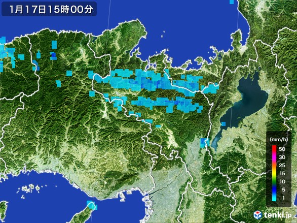 京都府の雨雲レーダー(2017年01月17日)