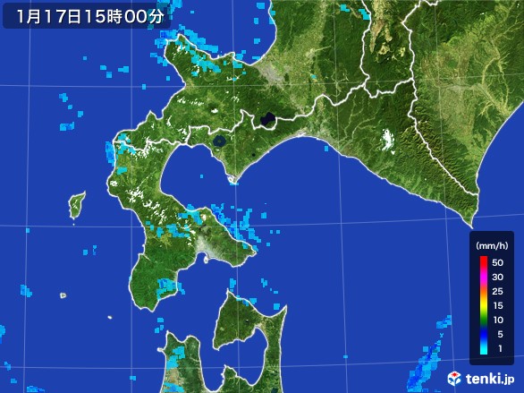 道南の雨雲レーダー(2017年01月17日)