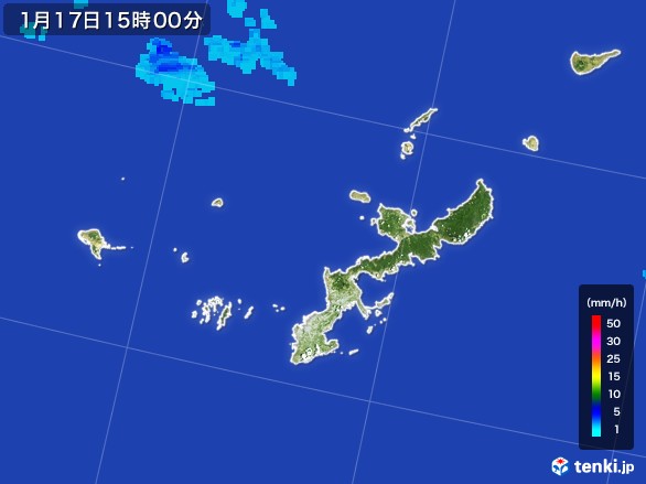 沖縄県の雨雲レーダー(2017年01月17日)