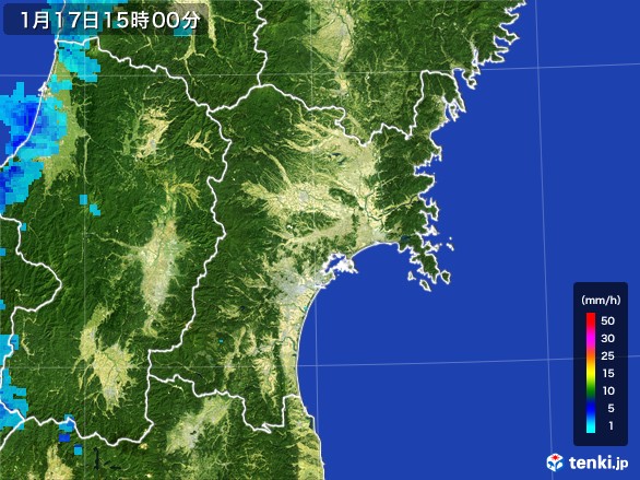 宮城県の雨雲レーダー(2017年01月17日)