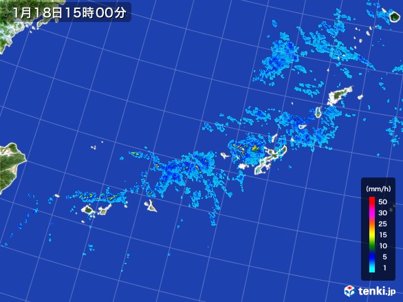 沖縄地方の雨雲レーダー(2017年01月18日)