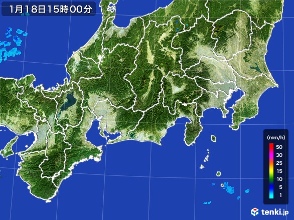 東海地方の雨雲レーダー(2017年01月18日)