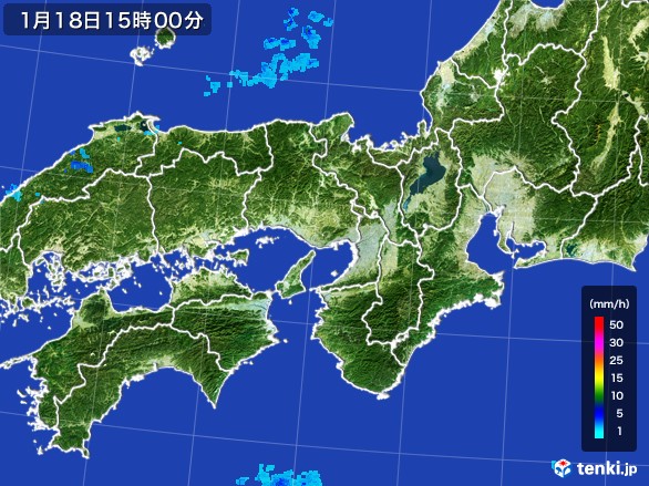 近畿地方の雨雲レーダー(2017年01月18日)
