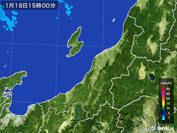 新潟県の雨雲レーダー(2017年01月18日)