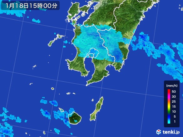 鹿児島県の雨雲レーダー(2017年01月18日)