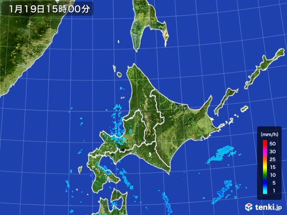 北海道地方の雨雲レーダー(2017年01月19日)