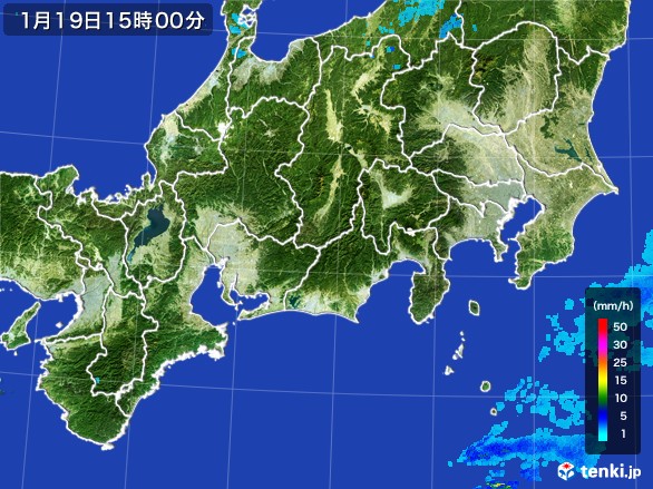 東海地方の雨雲レーダー(2017年01月19日)