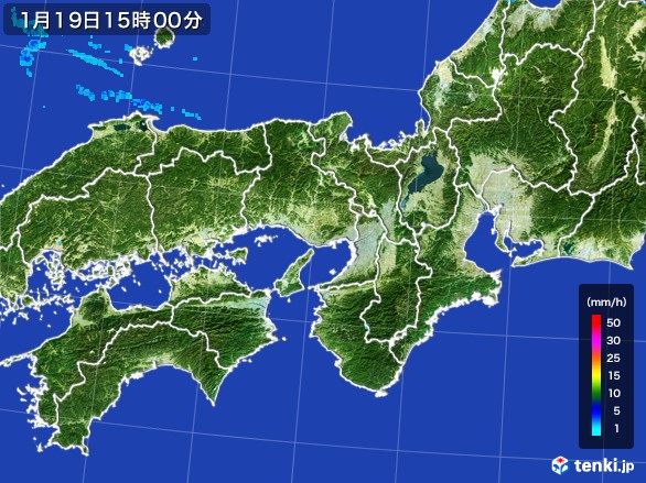 近畿地方の雨雲レーダー(2017年01月19日)