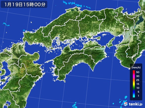 四国地方の雨雲レーダー(2017年01月19日)
