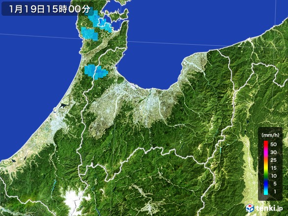 富山県の雨雲レーダー(2017年01月19日)