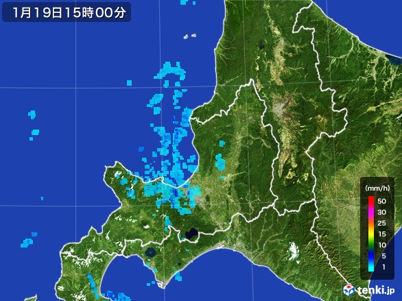 道央の雨雲レーダー(2017年01月19日)