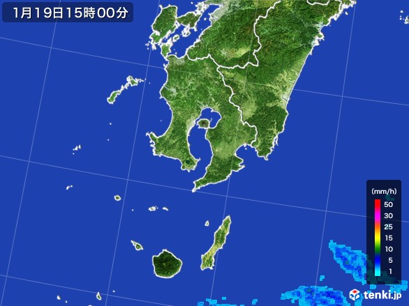 鹿児島県の雨雲レーダー(2017年01月19日)