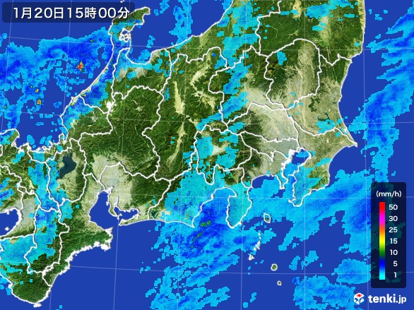 関東・甲信地方の雨雲レーダー(2017年01月20日)
