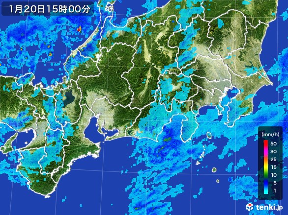 東海地方の雨雲レーダー(2017年01月20日)