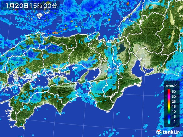 近畿地方の雨雲レーダー(2017年01月20日)