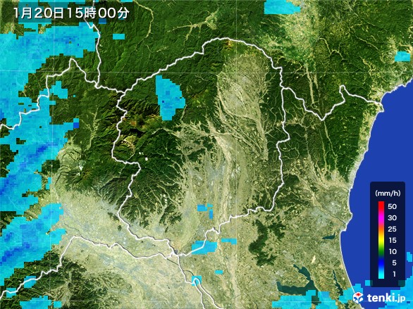 栃木県の雨雲レーダー(2017年01月20日)