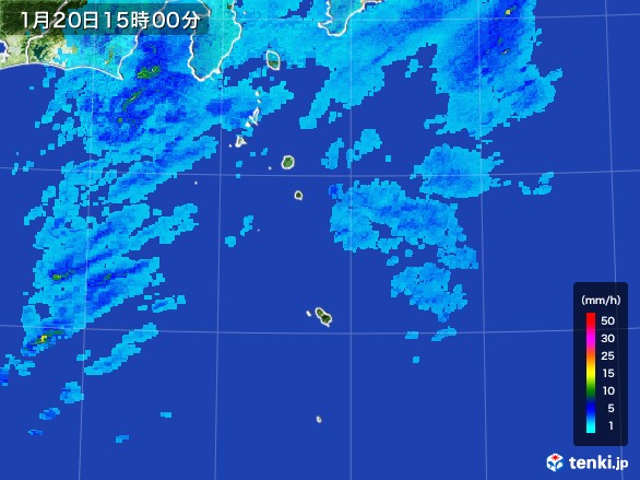 伊豆諸島(東京都)の雨雲レーダー(2017年01月20日)