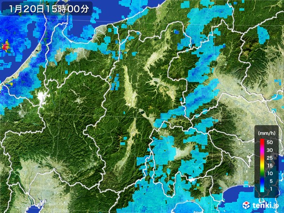 長野県の雨雲レーダー(2017年01月20日)