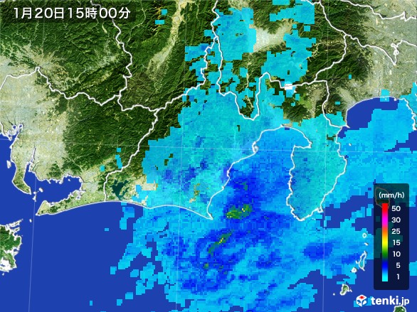 静岡県の雨雲レーダー(2017年01月20日)