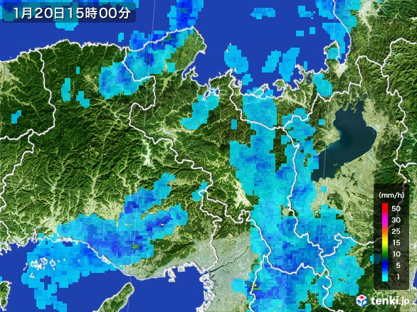 京都府の雨雲レーダー(2017年01月20日)