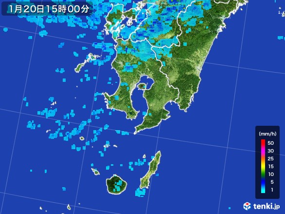 鹿児島県の雨雲レーダー(2017年01月20日)