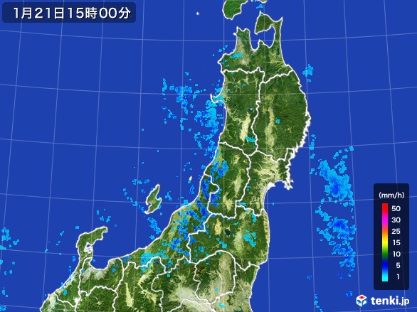 東北地方の雨雲レーダー(2017年01月21日)