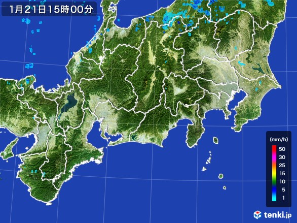 東海地方の雨雲レーダー(2017年01月21日)