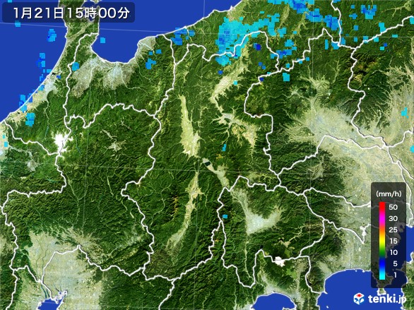 長野県の雨雲レーダー(2017年01月21日)
