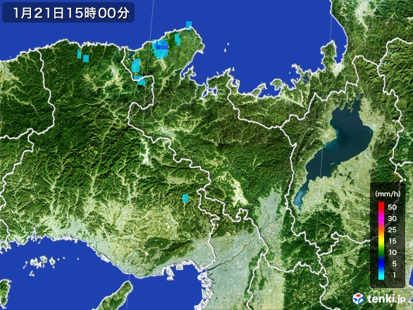 京都府の雨雲レーダー(2017年01月21日)