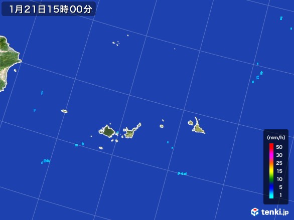 宮古・石垣・与那国(沖縄県)の雨雲レーダー(2017年01月21日)