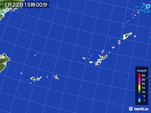 沖縄地方の雨雲レーダー(2017年01月22日)