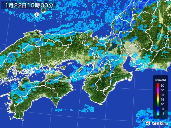 近畿地方の雨雲レーダー(2017年01月22日)
