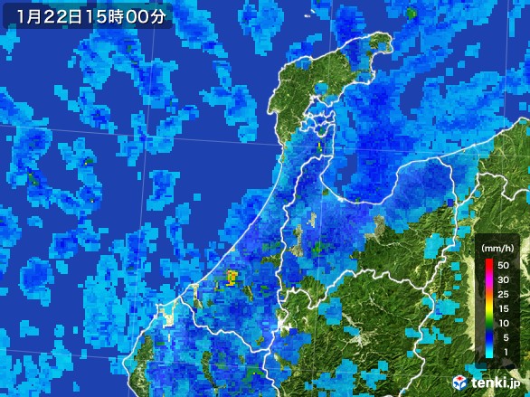 石川県の雨雲レーダー(2017年01月22日)