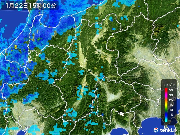 長野県の雨雲レーダー(2017年01月22日)