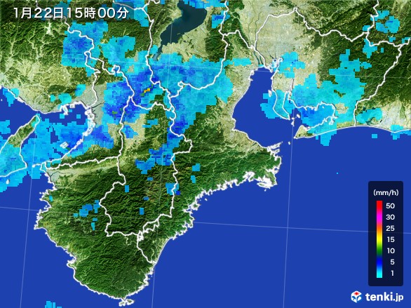 三重県の雨雲レーダー(2017年01月22日)