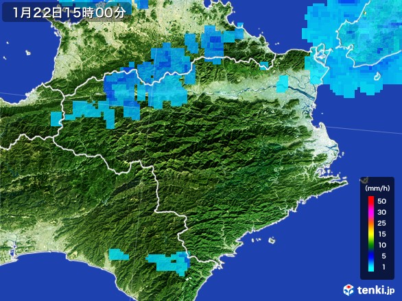 徳島県の雨雲レーダー(2017年01月22日)