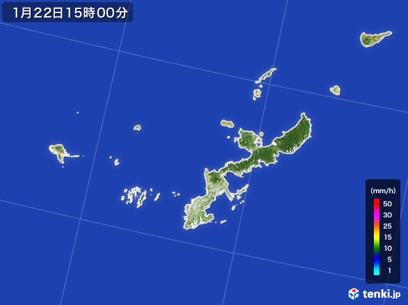 沖縄県の雨雲レーダー(2017年01月22日)