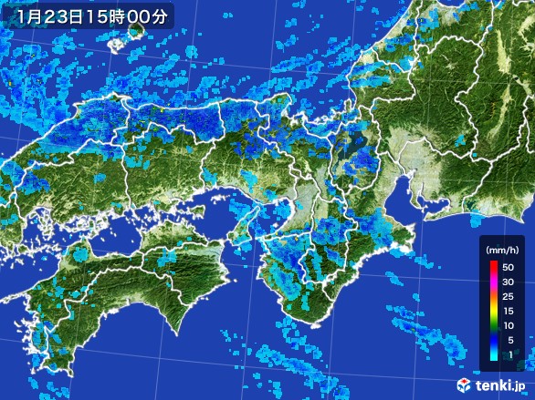 近畿地方の雨雲レーダー(2017年01月23日)