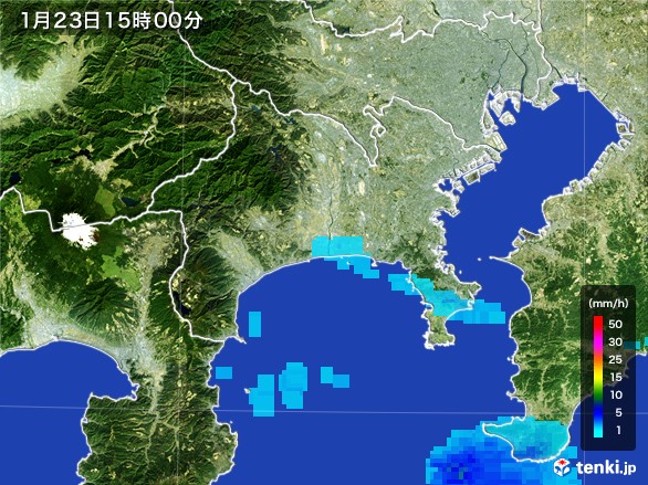 神奈川県の雨雲レーダー(2017年01月23日)