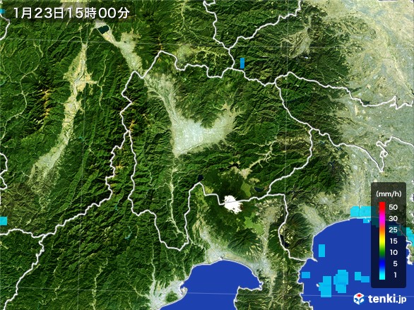 山梨県の雨雲レーダー(2017年01月23日)