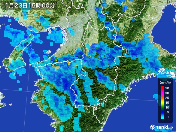 奈良県の雨雲レーダー(2017年01月23日)