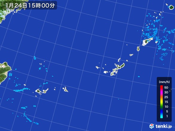 沖縄地方の雨雲レーダー(2017年01月24日)