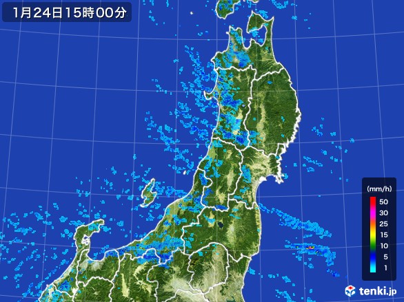 東北地方の雨雲レーダー(2017年01月24日)
