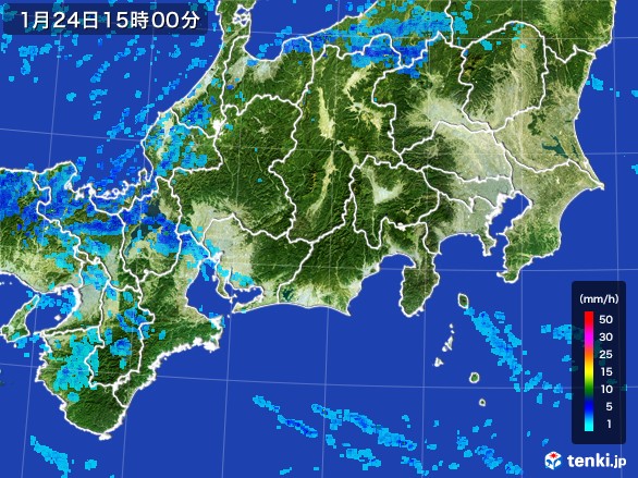 東海地方の雨雲レーダー(2017年01月24日)