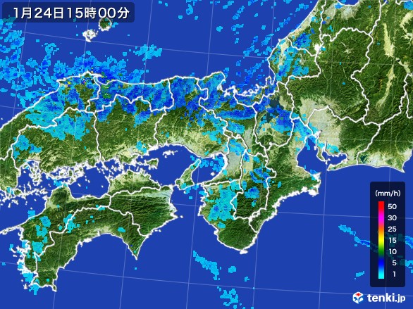 近畿地方の雨雲レーダー(2017年01月24日)