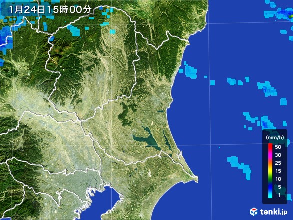茨城県の雨雲レーダー(2017年01月24日)
