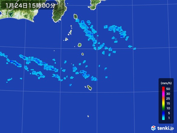 伊豆諸島(東京都)の雨雲レーダー(2017年01月24日)