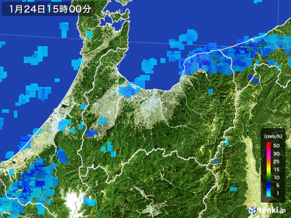 富山県の雨雲レーダー(2017年01月24日)