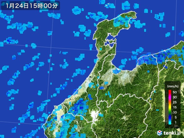 石川県の雨雲レーダー(2017年01月24日)
